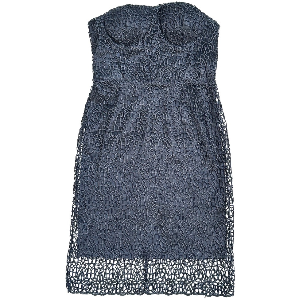 Black Daisy Strapless Lace Overlay Mini Dress